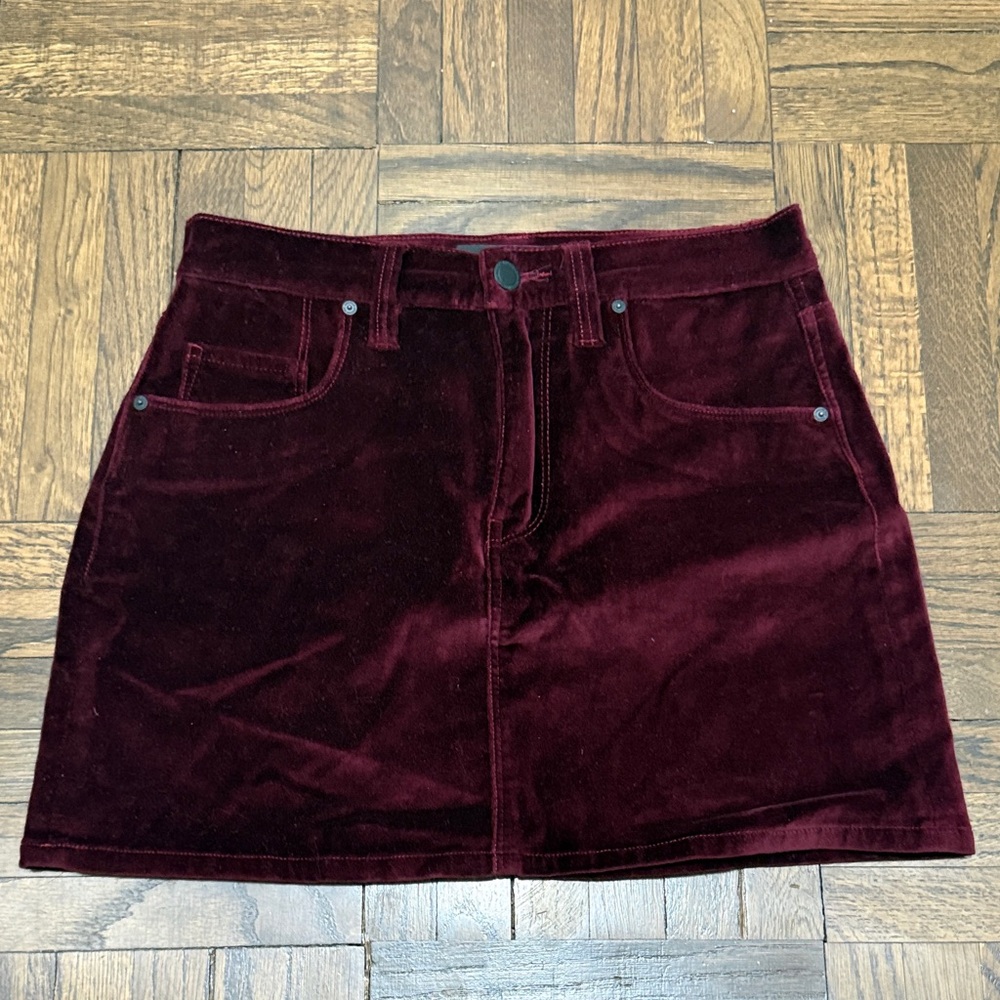 Hudson Jeans Velvet Mini Skirt in Deep Burgundy